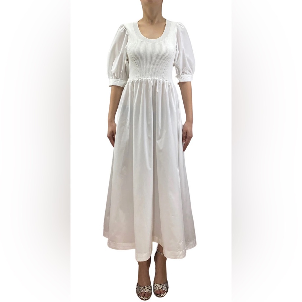 Zara Limited Edition White Poplin Puff Sleeve Long Dress Size S